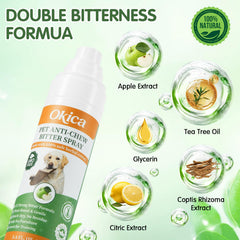 Okica dual-bottle set highlights natural bitter apple formula for humane training.