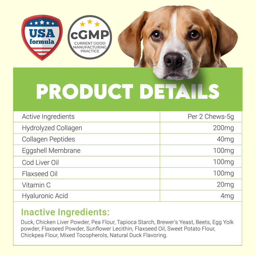 OKKÖBI eggshell membrane dog supplement illustrating natural mobility support.
