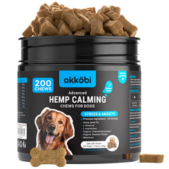 OKKÖBI hemp calming chews for dogs, chicken flavor pack promotes calm during playtime