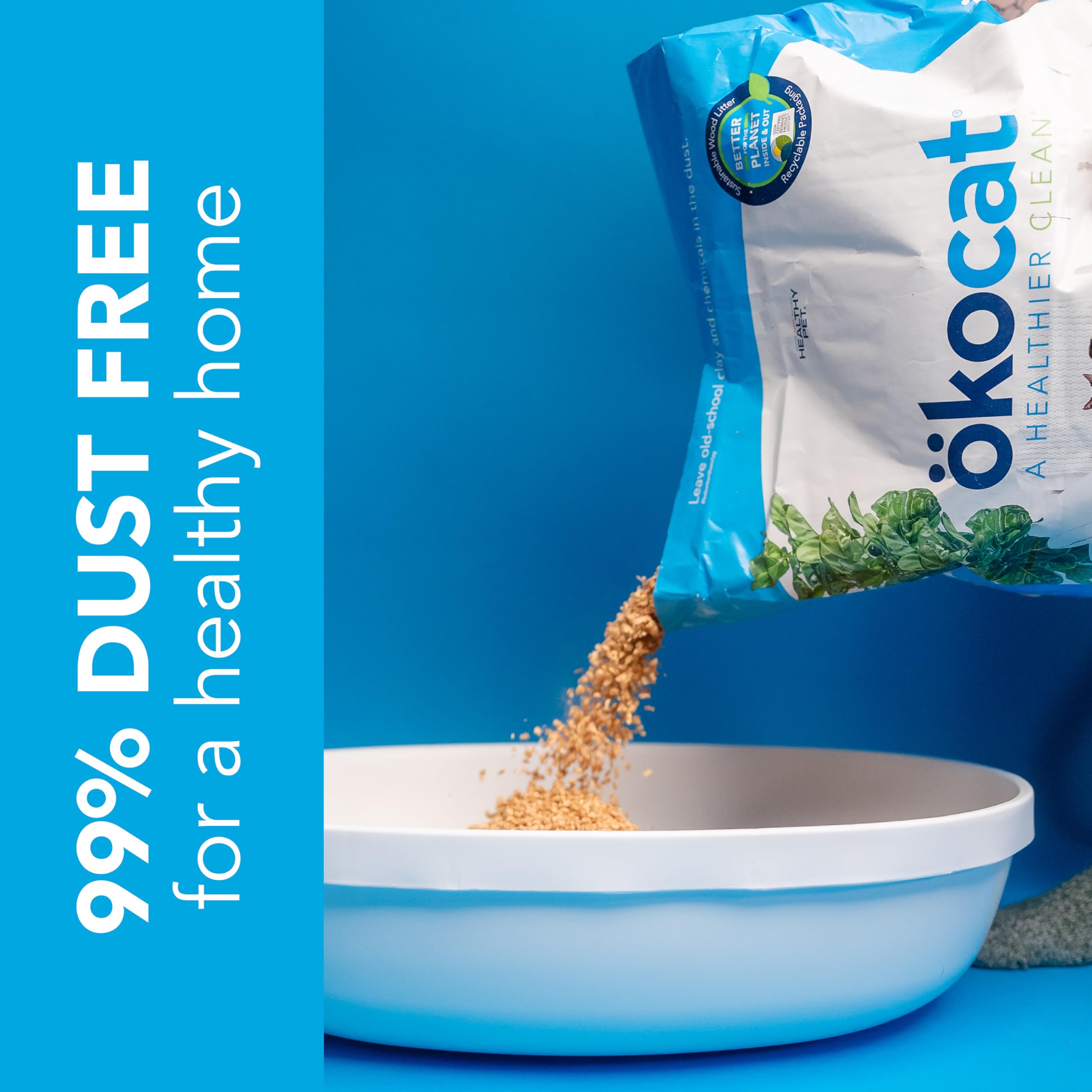 ökocat 99-percent-dust-free texture ensures a cleaner pour.