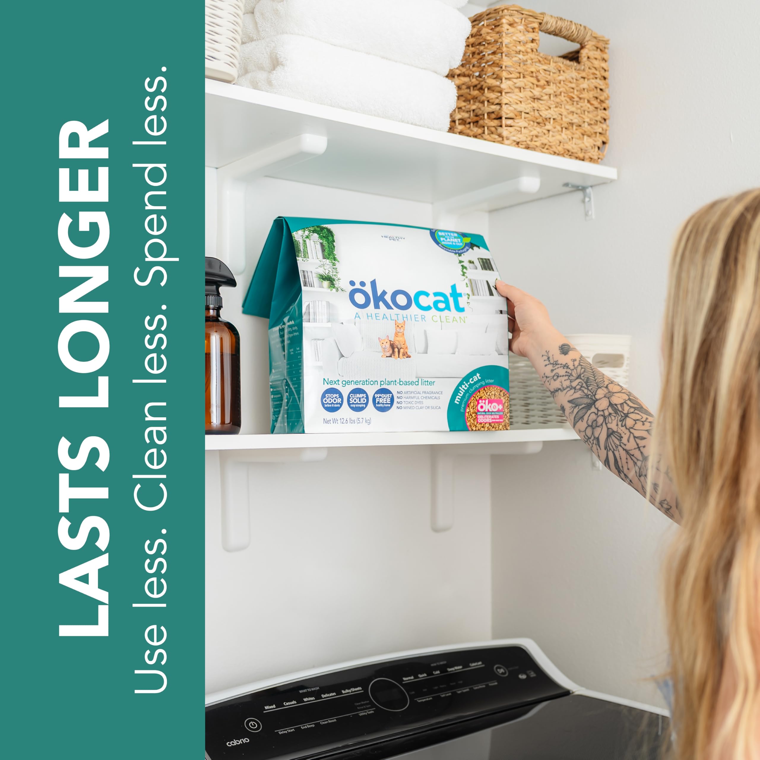okocat 99 percent dust-free formula shown for a cleaner home