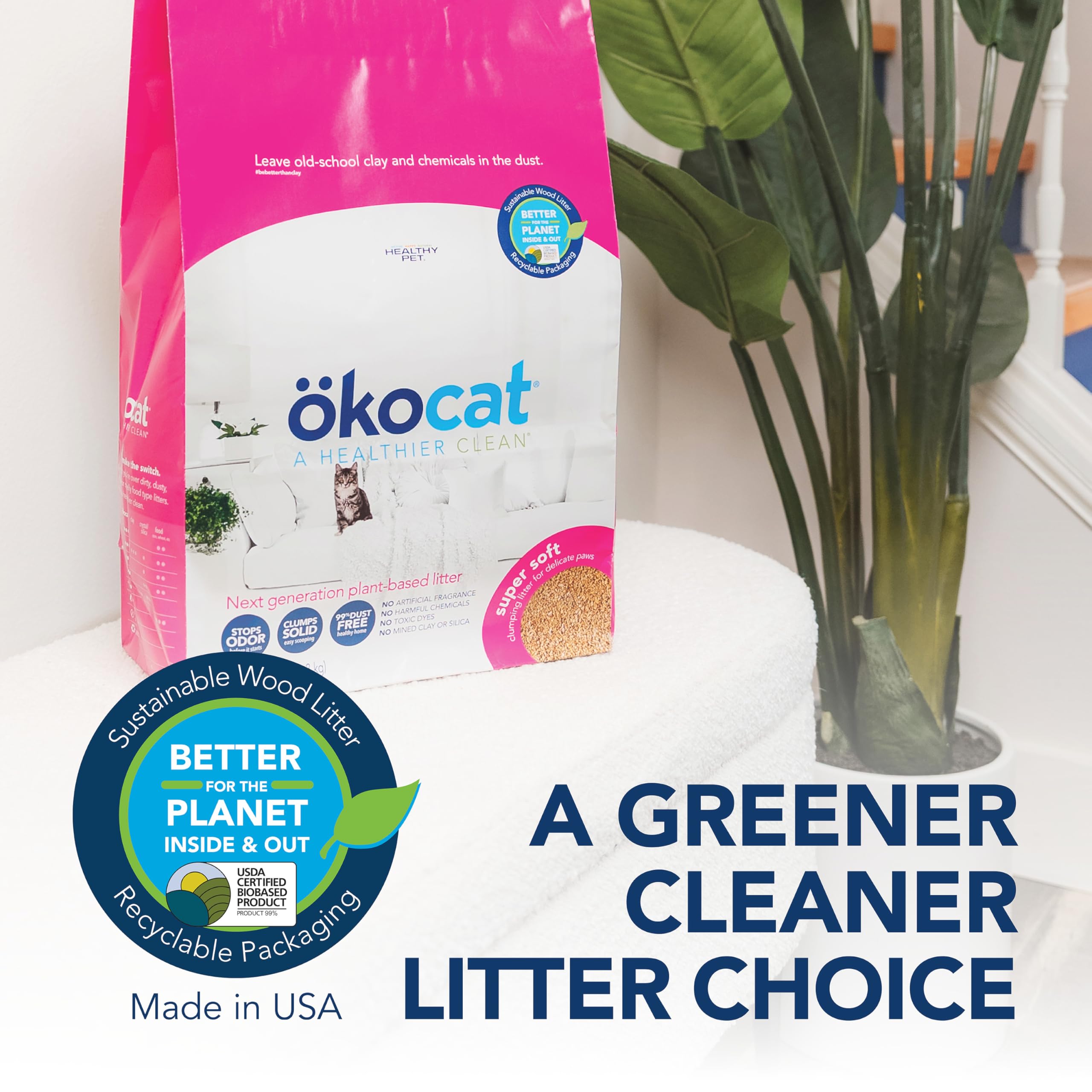 ökocat cat using a litter box with a soft texture suitable for sensitive paws.