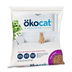 okocat wood mini-pellets unscented litter reduces tracking and mess