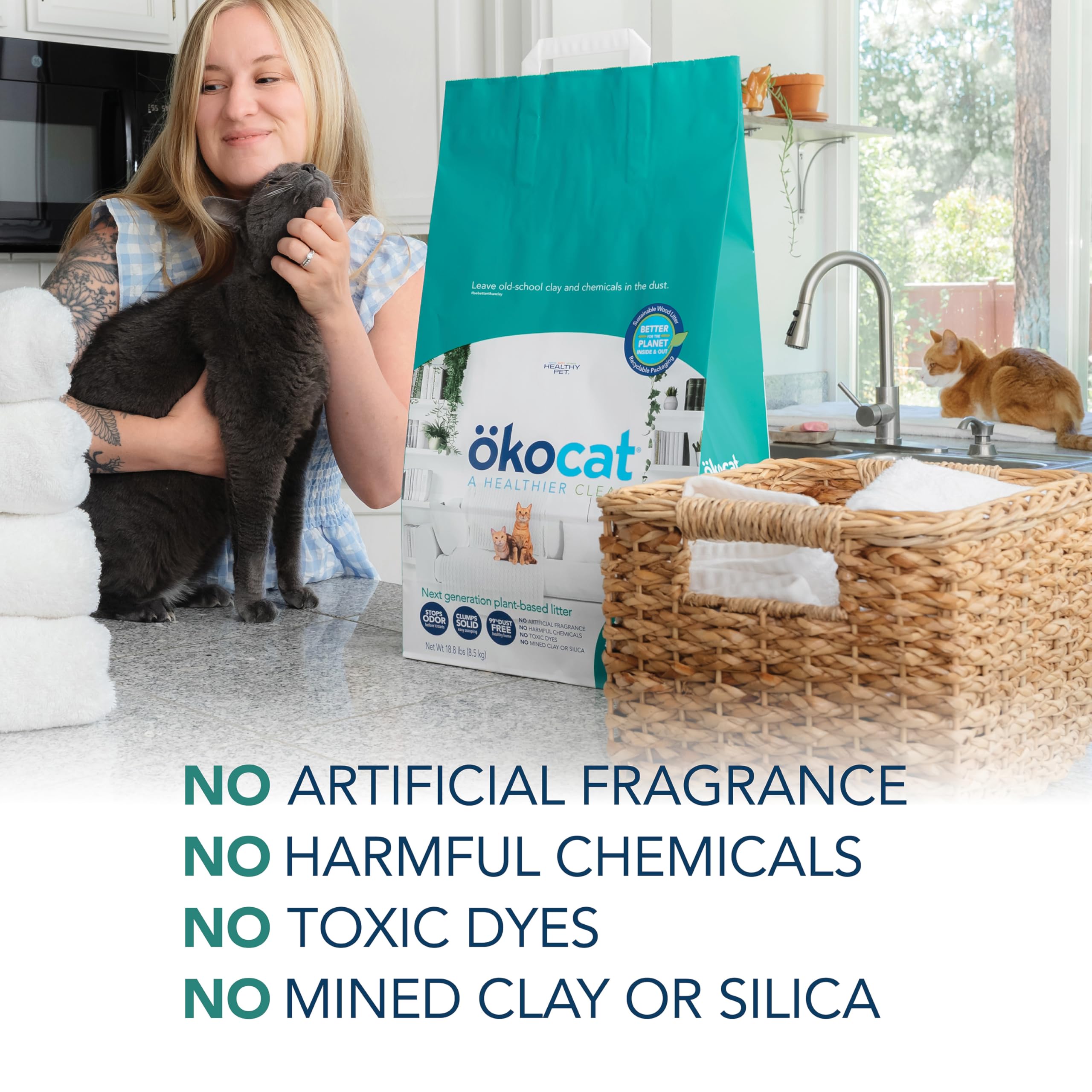 okocat long-lasting absorbency means less waste and frequent changes