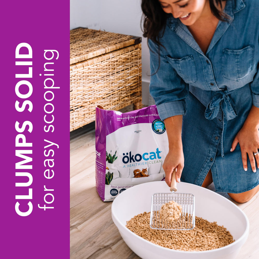 okocat odor-control wood fiber litter for fresher air