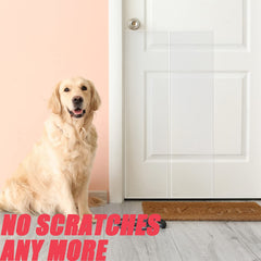 OKPOPLY heavy-duty-adhesive shield on doors withstands active scratching.