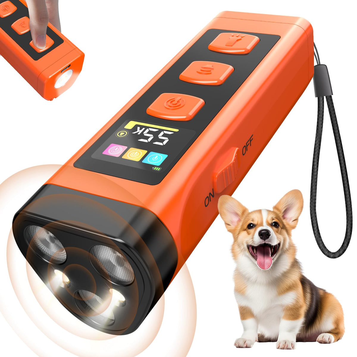 OKSJ bark deterrent device front view for calm indoor and outdoor training