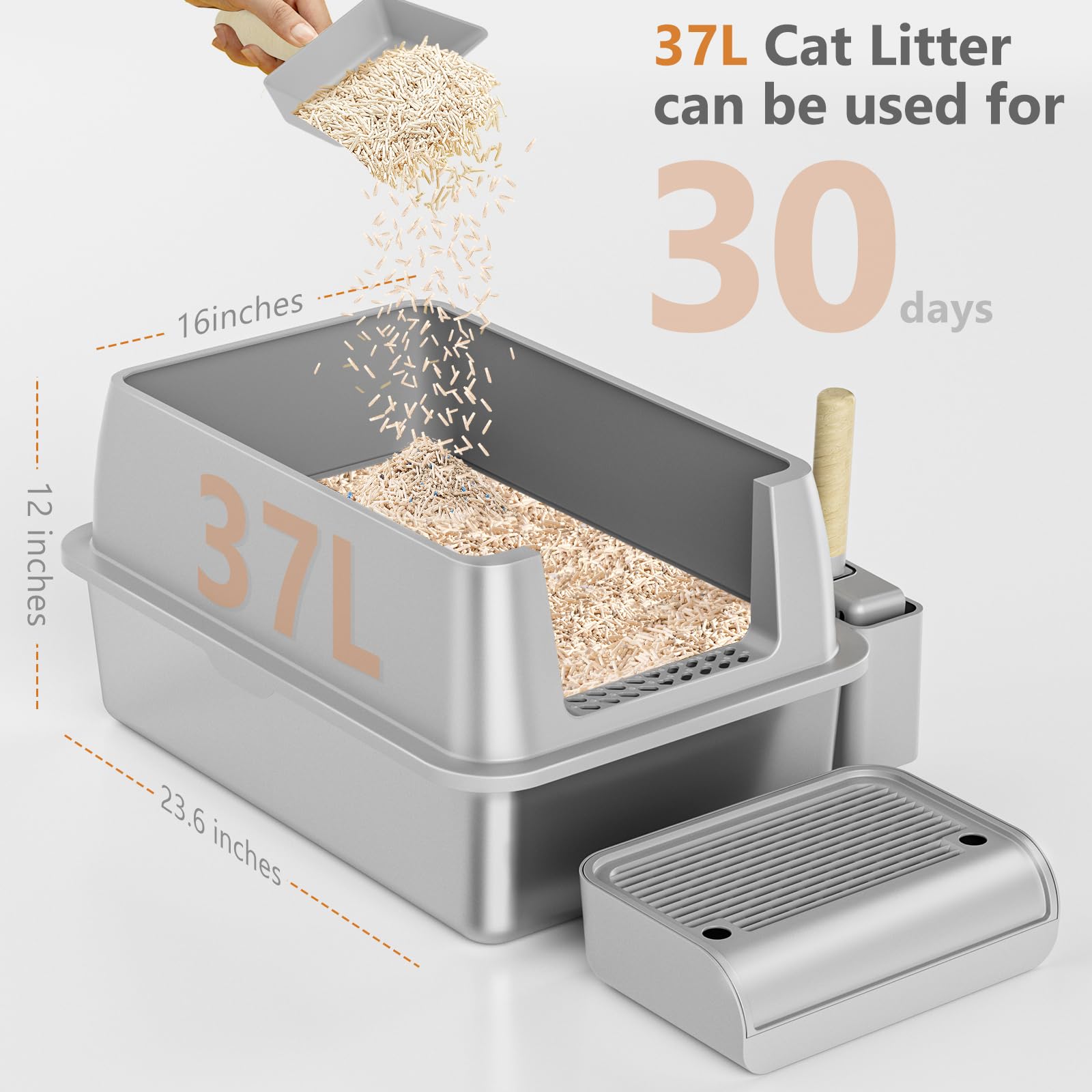 OKSOTY raised footrest design improves cat access and litter capture.