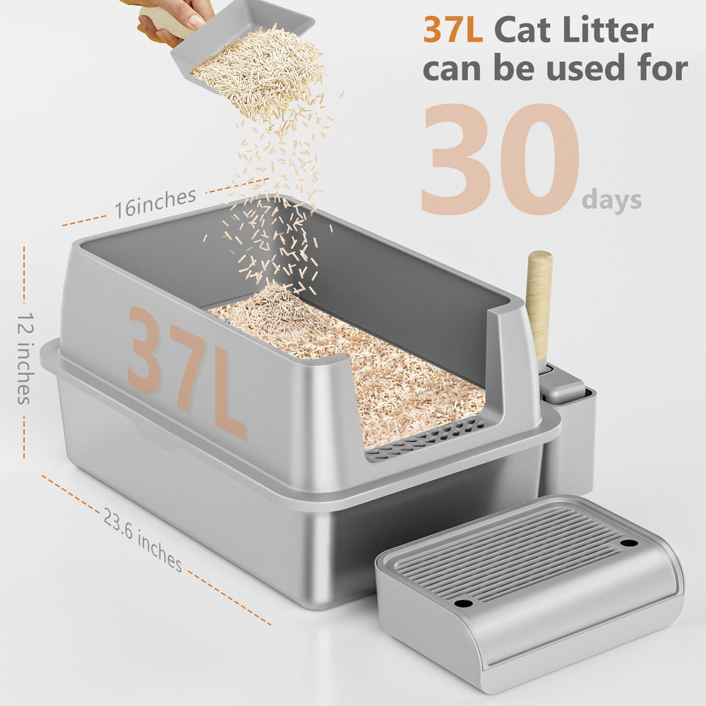 OKSOTY raised footrest design improves cat access and litter capture.