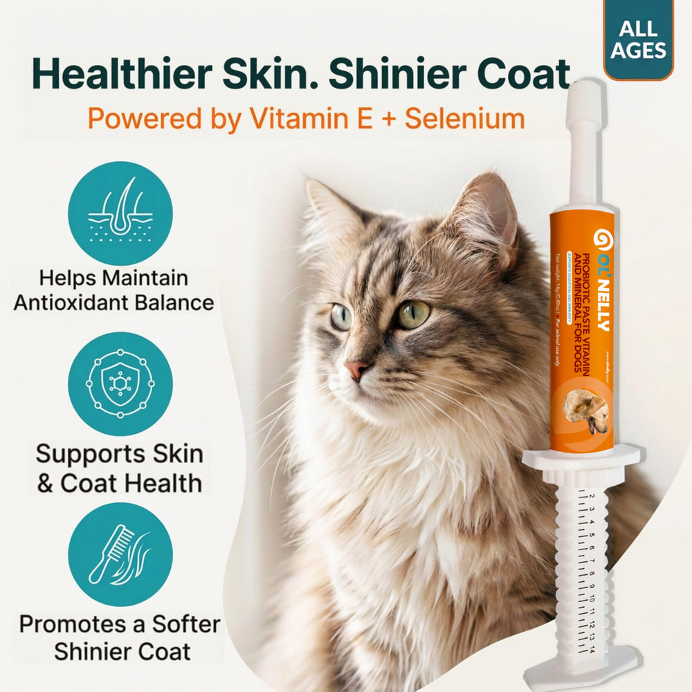 OL NELLY veterinarian-approved badge assures trusted daily probiotic care.