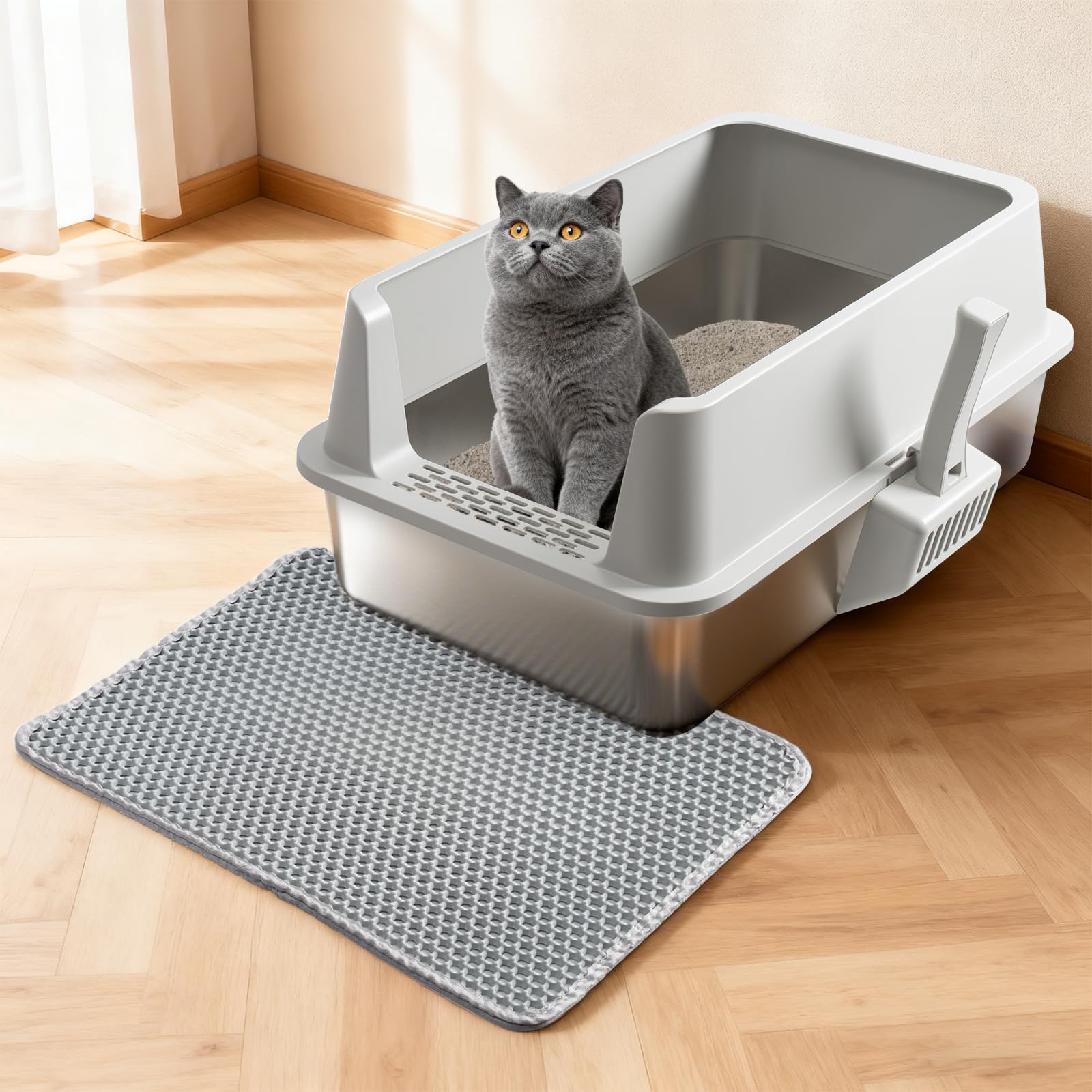 Olacat included litter mat and scoop simplify cleanup.