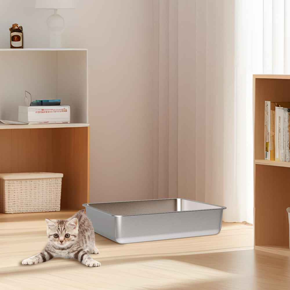 Olacat metal litter box ideal for kittens and small pets.