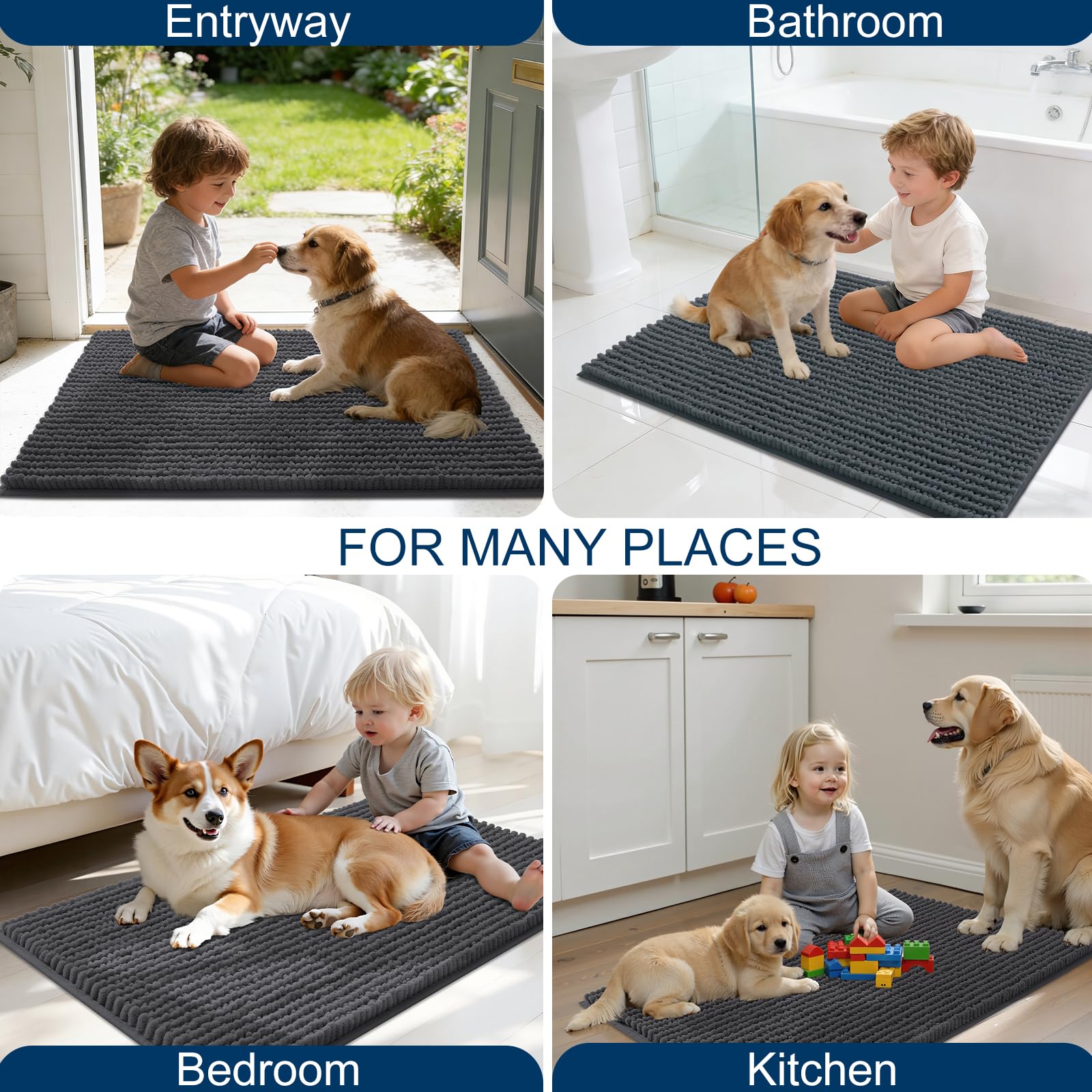 OLANLY dark grey doormat suits modern entryways