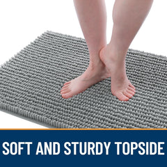 OLANLY mat with textured anti-slip base stays securely in place on floors.