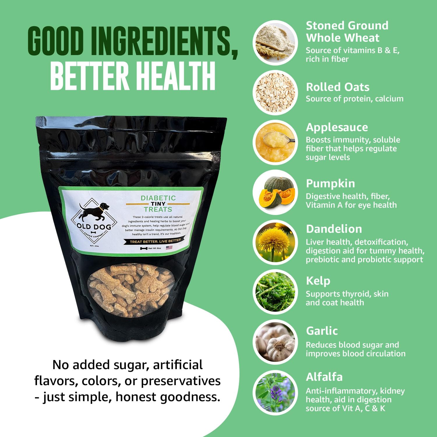 Old Dog Cookie Company no-added-sugar dog treats with real ingredients for healthy snacking