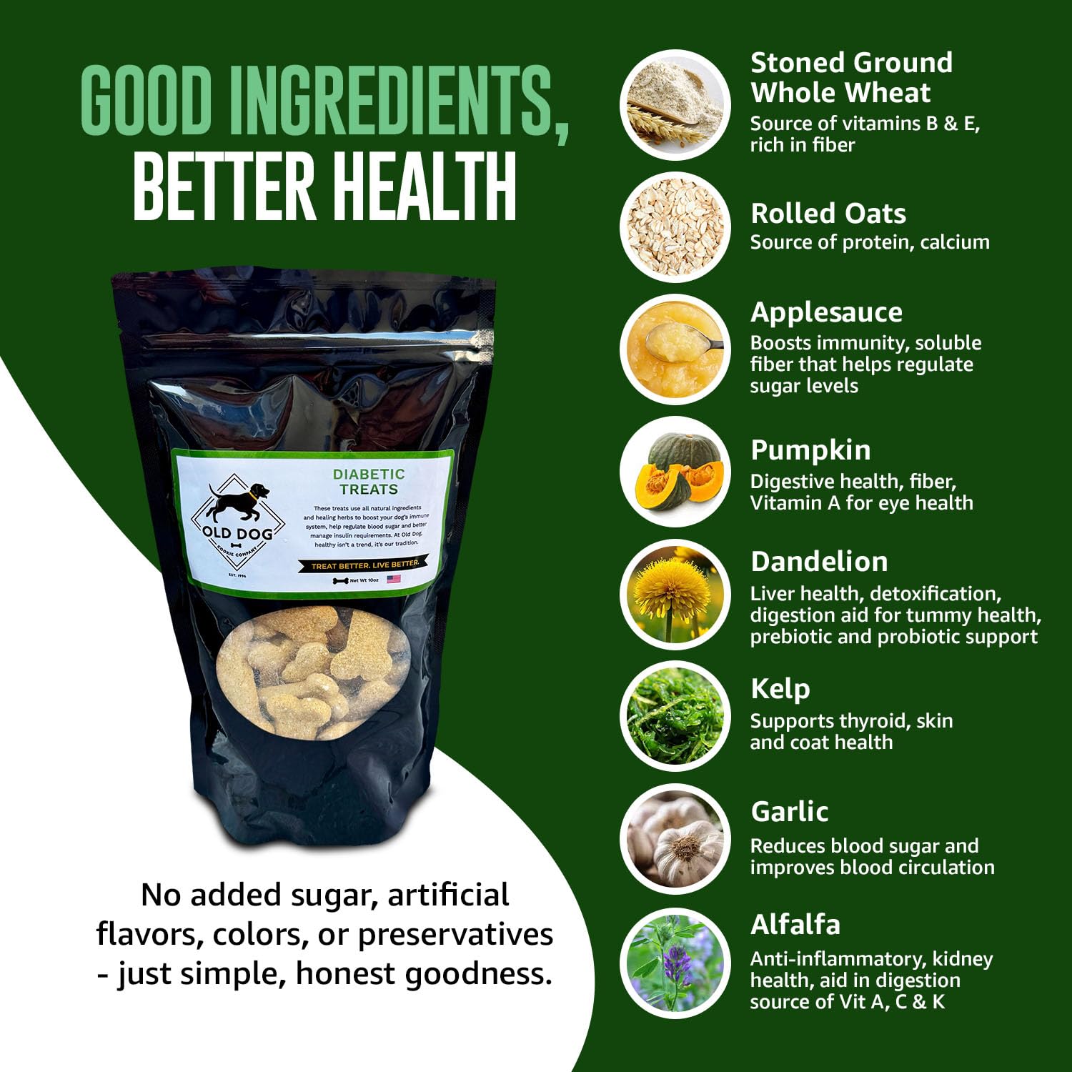 Old Dog Cookie Company treats in bowl demonstrate portion control for seniors