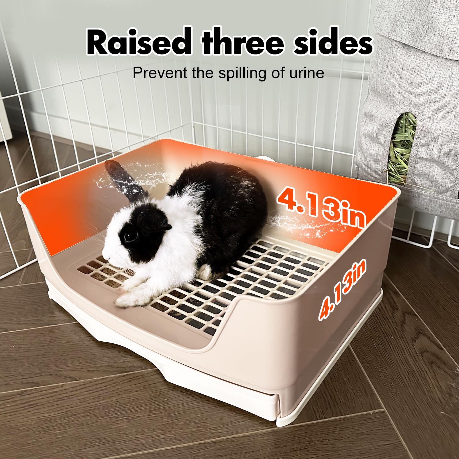 Oleisert cage attachment buckle keeps the litter box securely in place.