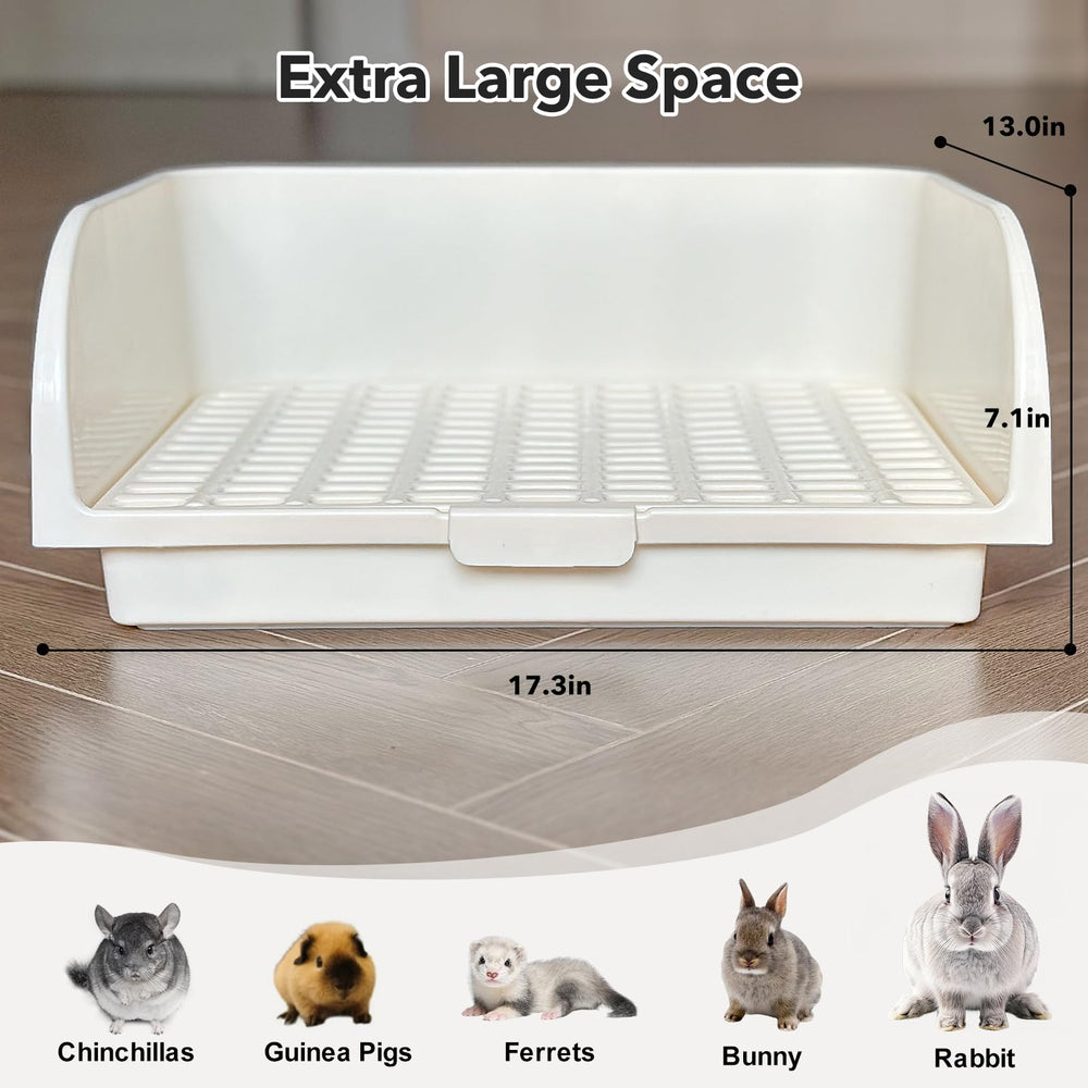 Oleisert Rabbit Litter Box top view showing dimensions and tall walls