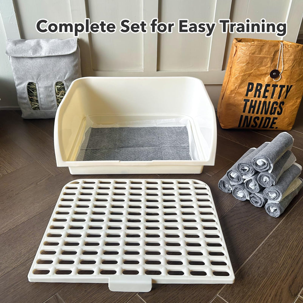 Oleisert Litter Box cozy lounge area with hay for comfort