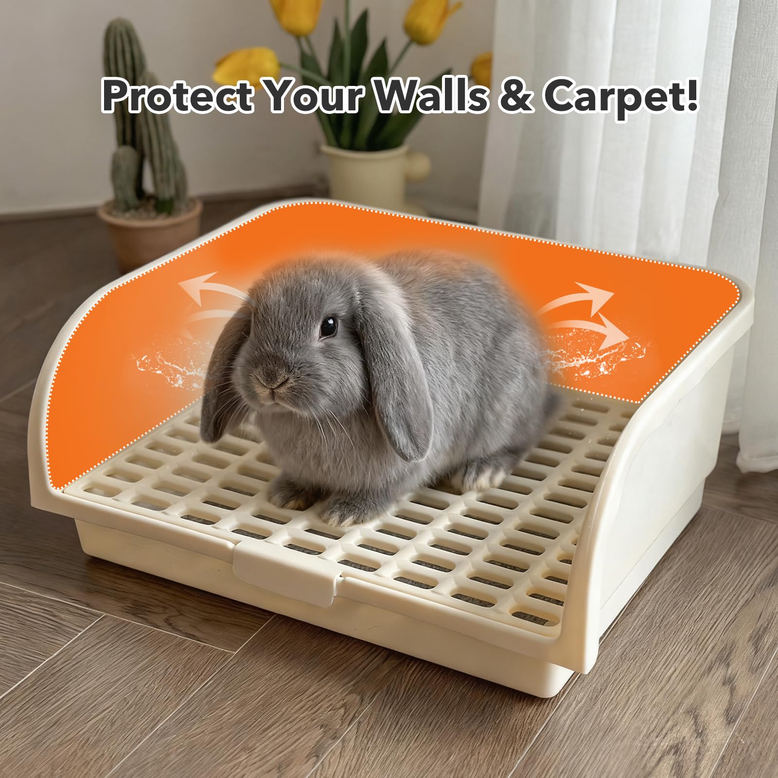 Oleisert Rabbit Litter Box low entry supports easy access for small animals