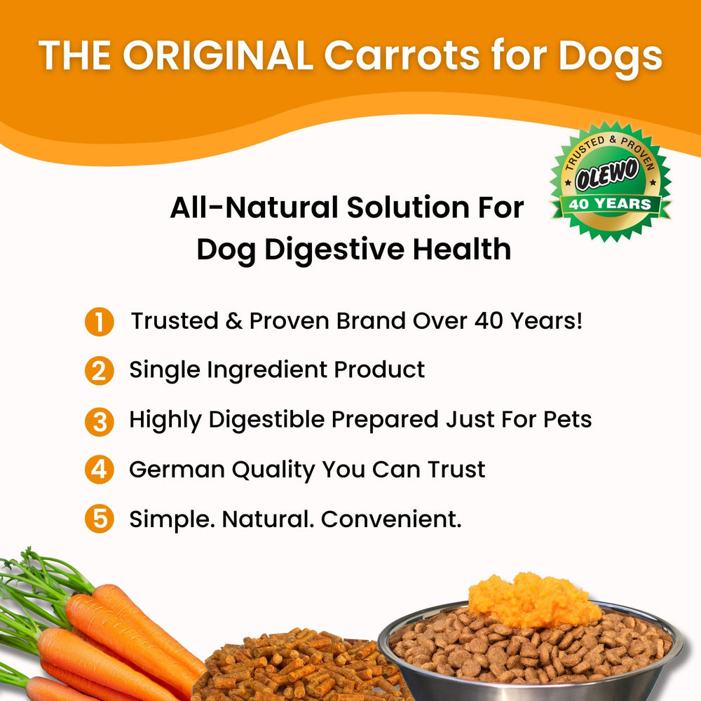 Olewo Original Carrots dehydrated flakes show fiber-rich support for digestion