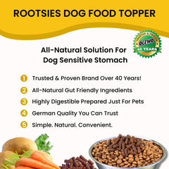 Olewo Rootsies topper served to support gentle digestion.