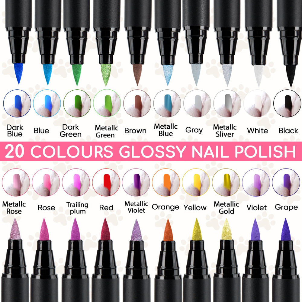 OLINGYOU swatch of 20 bright matte colors for dogs.