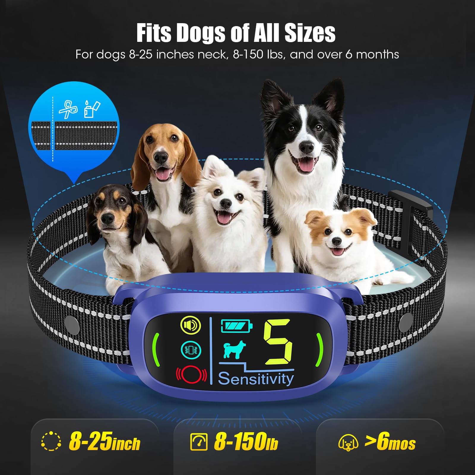 Oliry bark collar IP67 waterproof for all-weather outdoor training