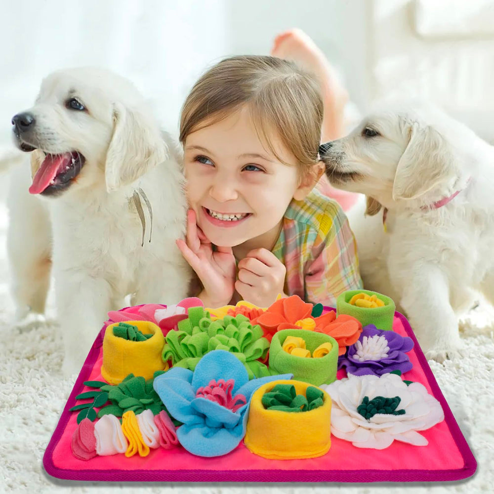Oliumt Snuffle Mat in bright pink design enhances interactive enrichment