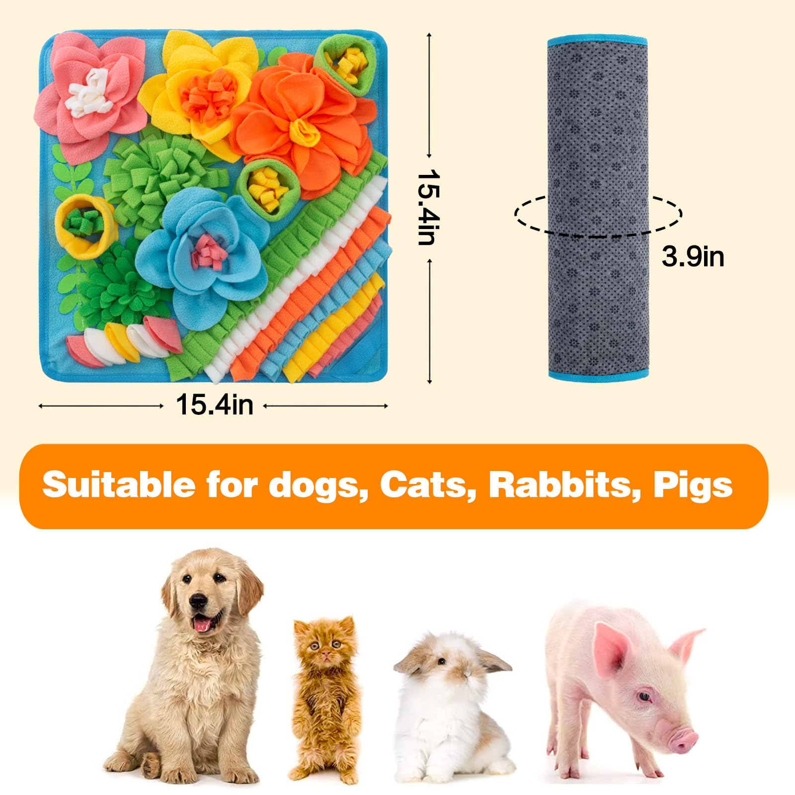 Oliumt Snuffle Mat blue durability highlights long-lasting play and washing convenience.