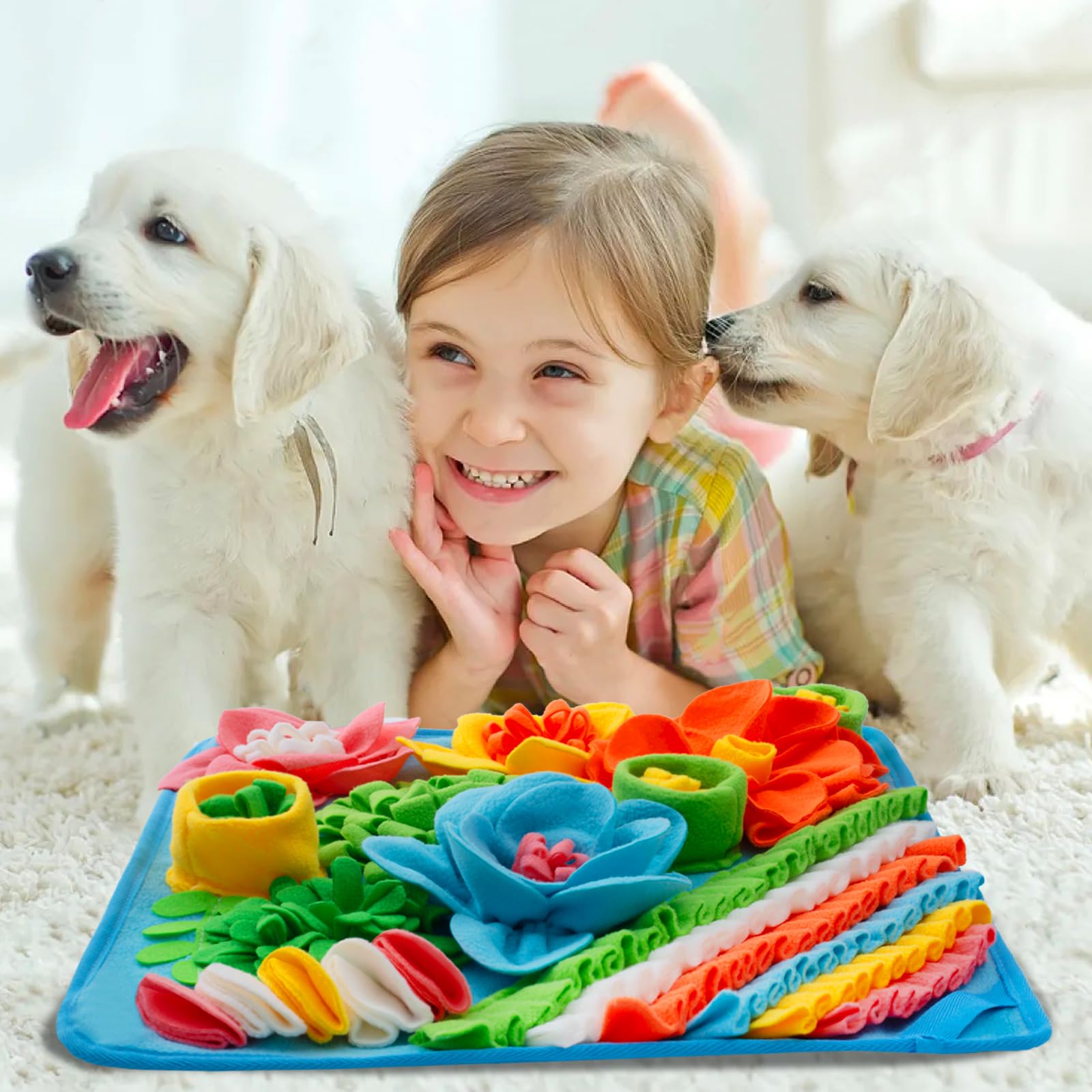 Oliumt Snuffle Mat for Dogs blue foraging skills training and stress relief.