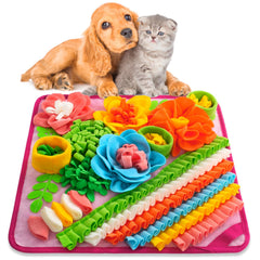 Oliumt Snuffle Mat for dogs in pink slows meals and mental engagement.
