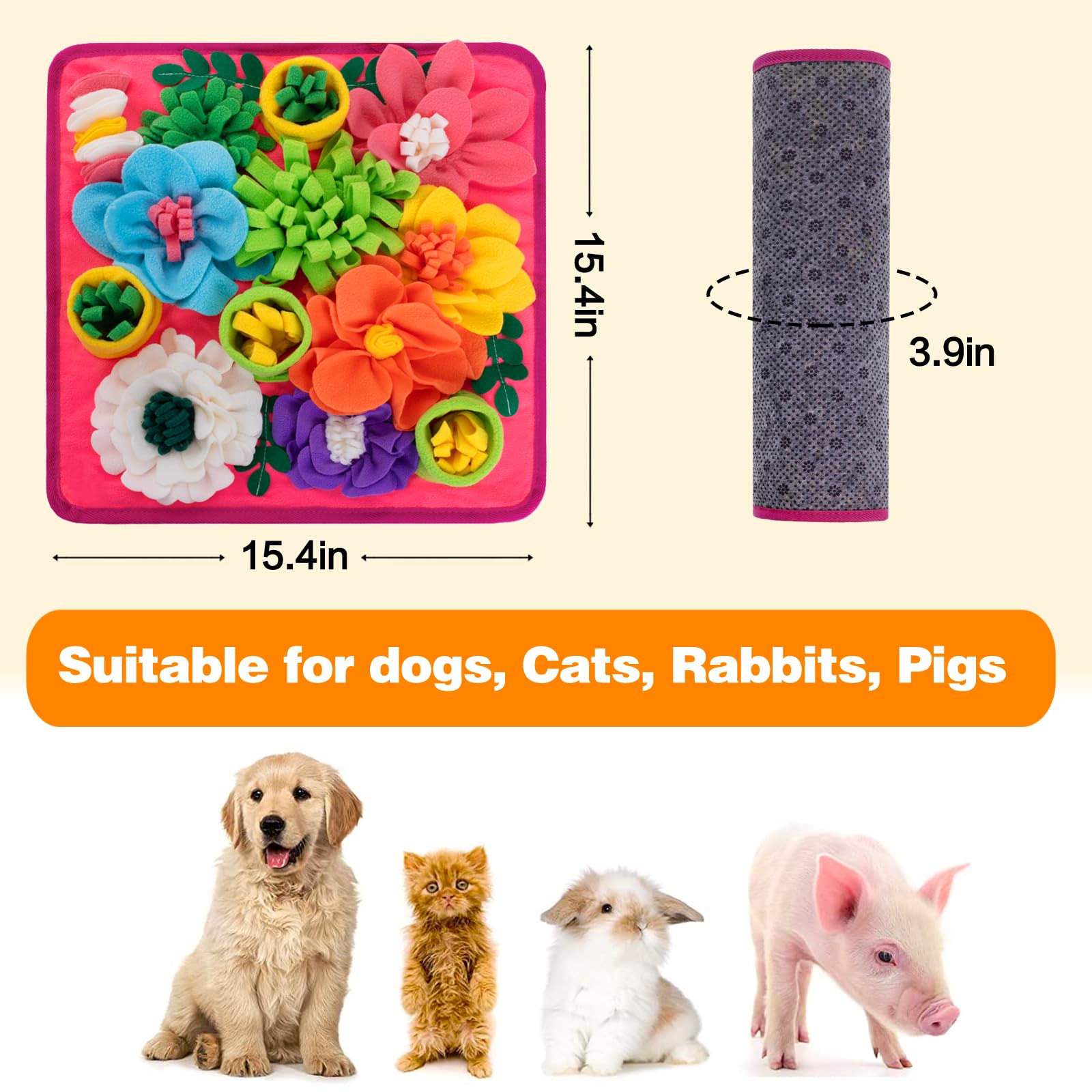Oliumt Snuffle Mat slows meals by hiding treats for extended sniffing