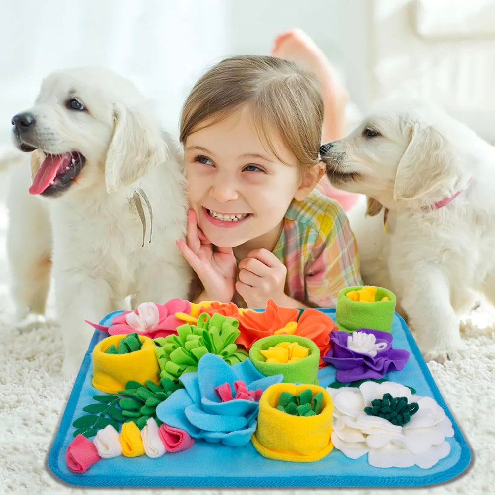 Oliumt Snuffle Mat open layers reveal hidden treats in sky blue