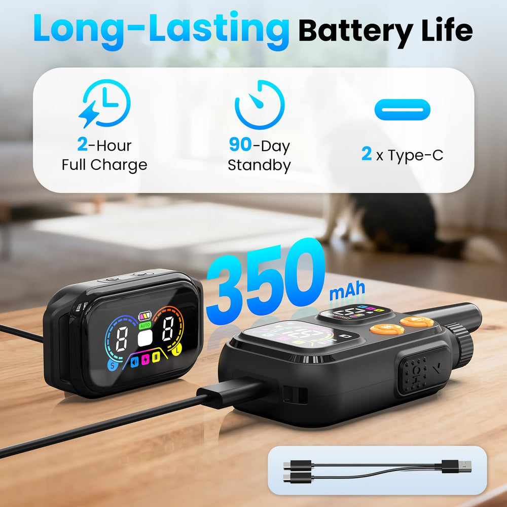 Ollapet LCD display shows mode and battery status clearly.