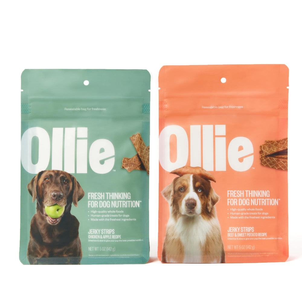 Ollie chicken and apple jerky pack, ideal for training rewards