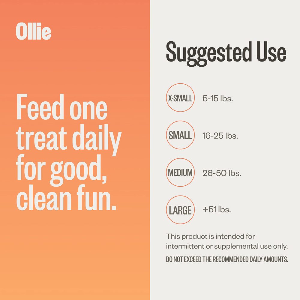 Ollie packaging label image emphasizing clean ingredients and US facilities.