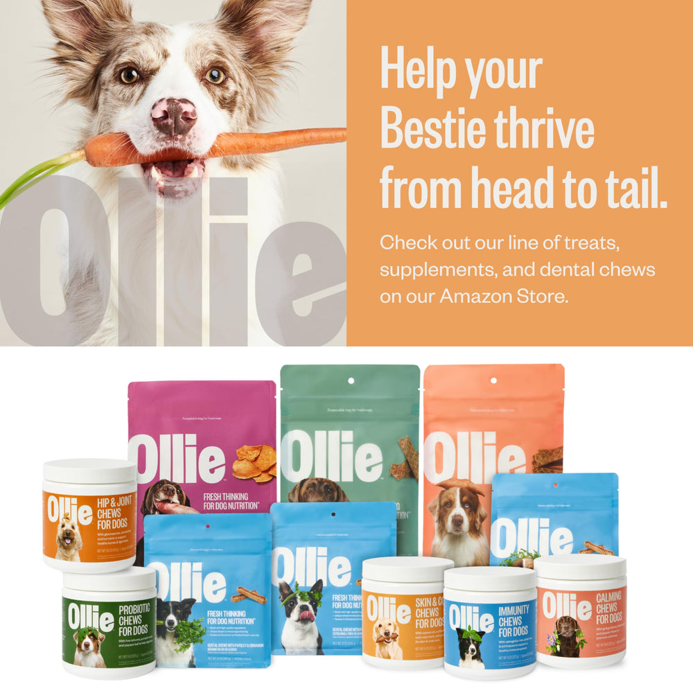Ollie packaging box showing natural ingredients and usage guidance.