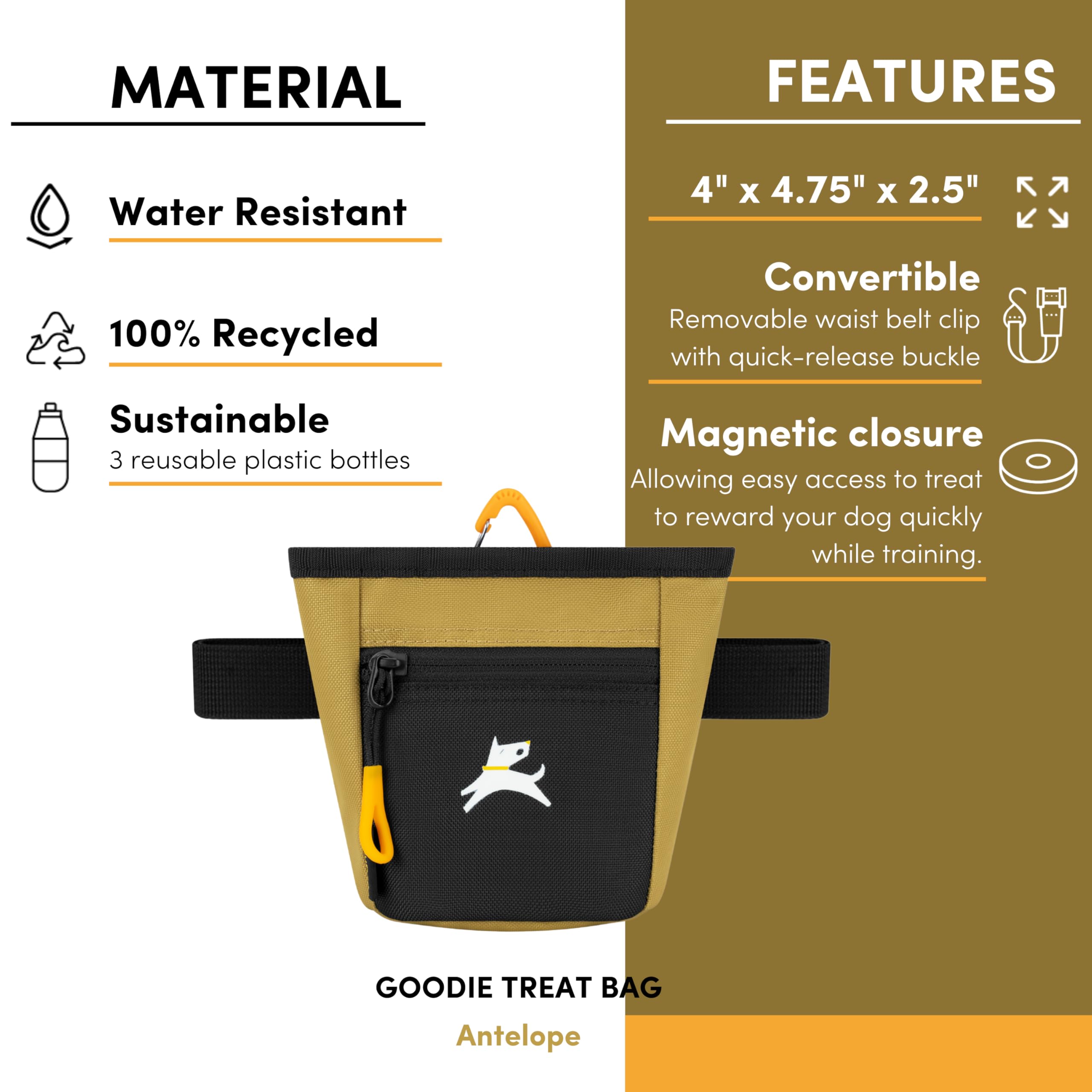 OllyDog Goodie Bag lightweight design supports quick on-the-go rewards.