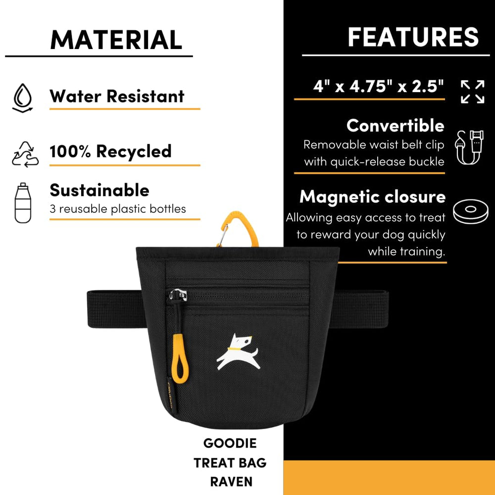 Two style options for OllyDog Goodie Bag visually paired with training setup.