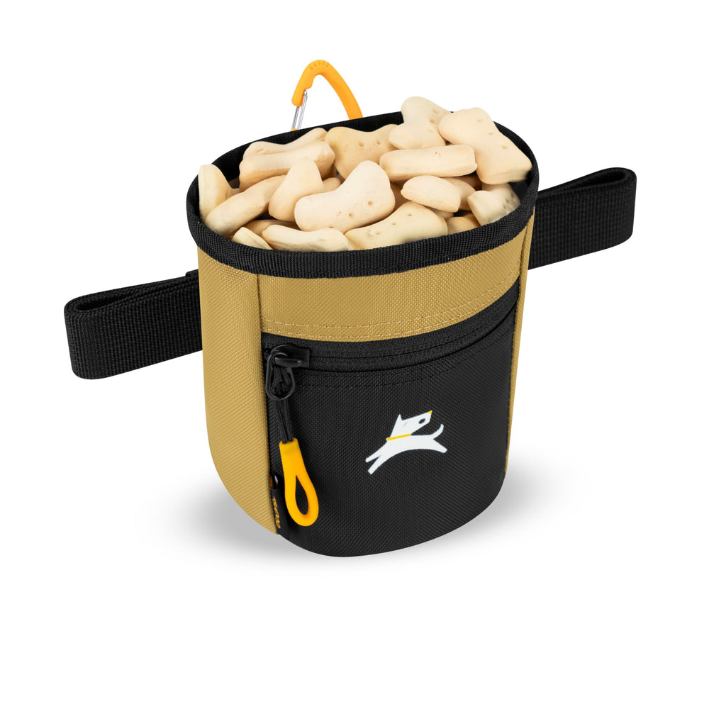 OllyDog Goodie Bag water-resistant fabric keeps treats ready in rain.