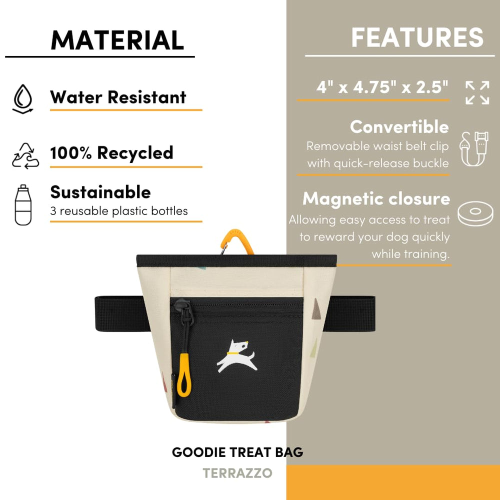OllyDog Goodie Treat Bag recycled-fabric construction supports sustainable training.