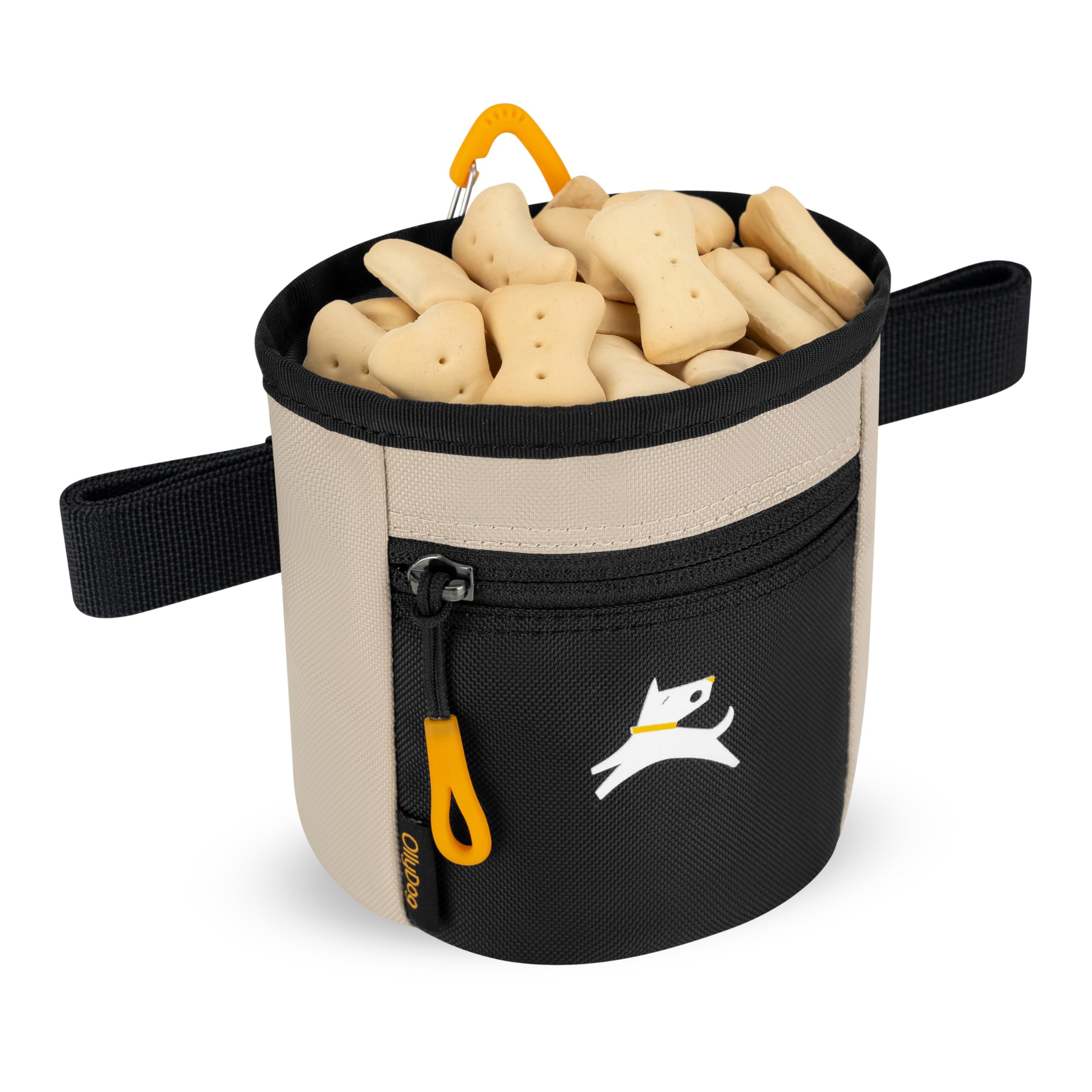 Removable waist belt on OllyDog Goodie Treat Bag with quick-release buckle.
