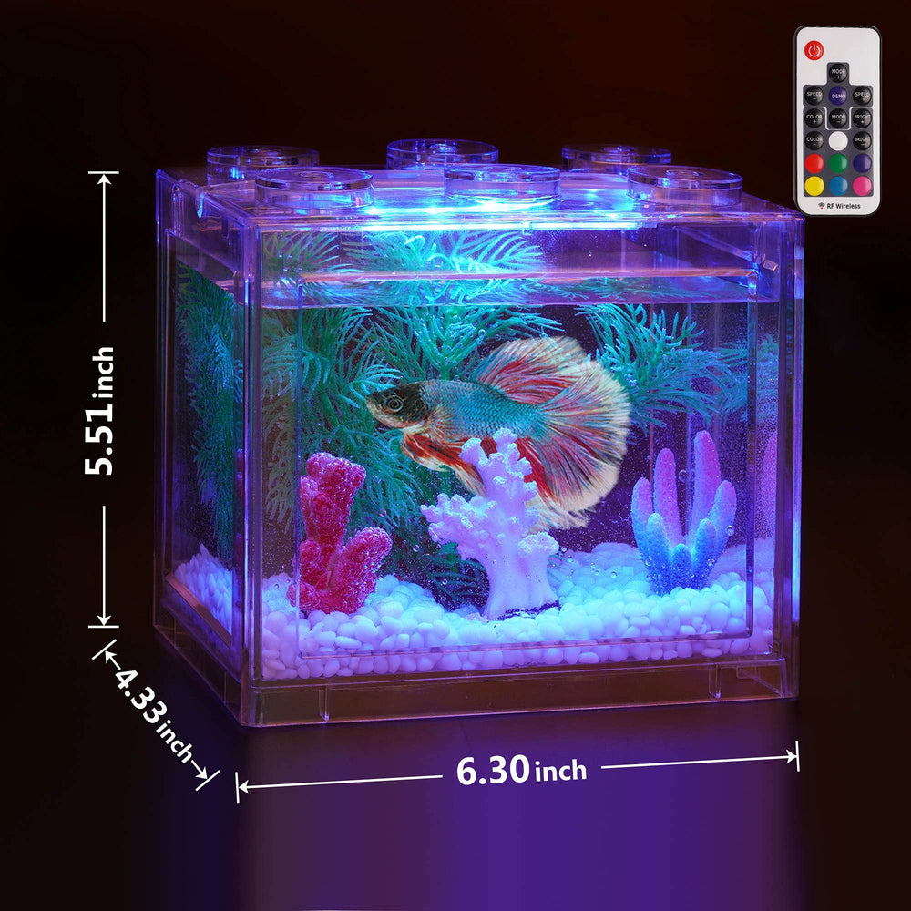Oltraman small betta tank inside view reveals transparent inner tank.