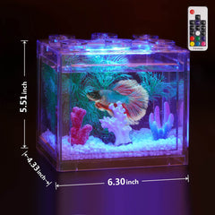 Oltraman small betta tank inside view reveals transparent inner tank.