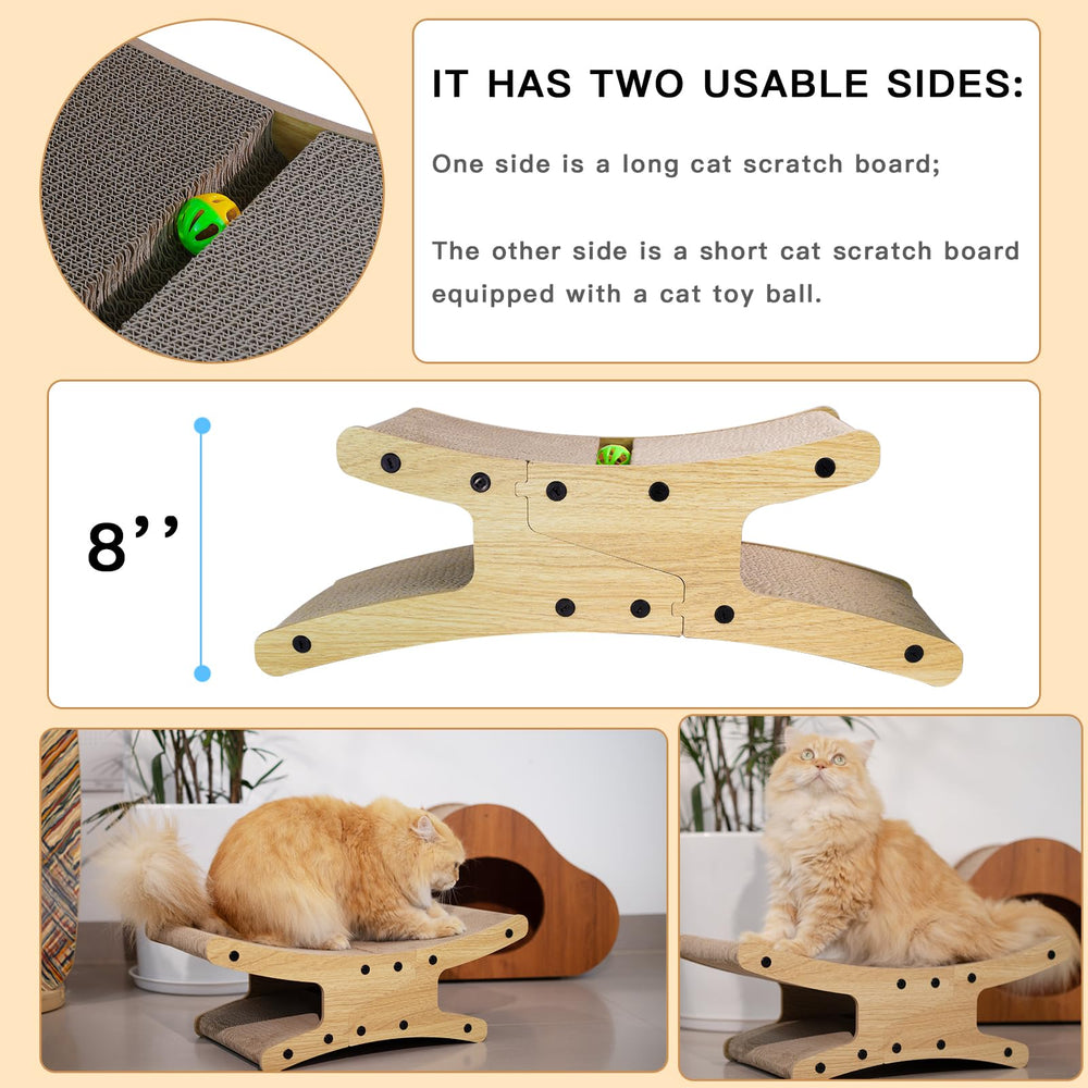 Olurrsia cat scratcher lounge hammock with toy ball for interactive play.
