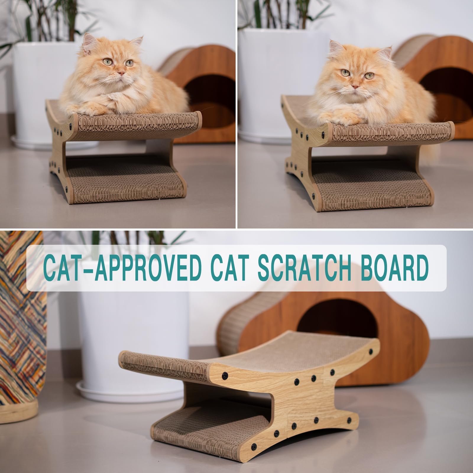 Olurrsia durable cardboard scratcher protects furniture from claws.