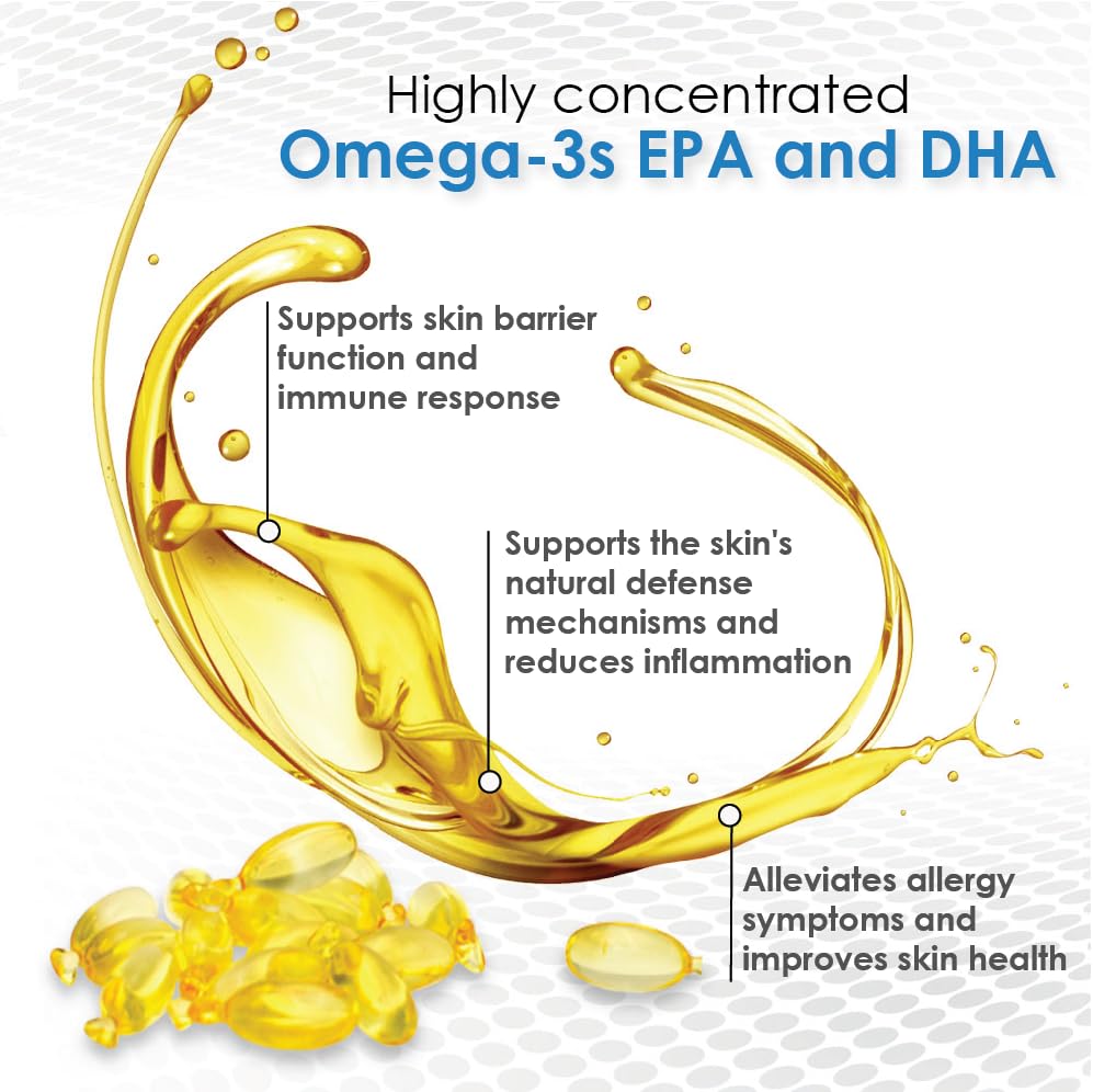 Omega Caps ES dog eagerly eats a meal with the supplement sprinkled.
