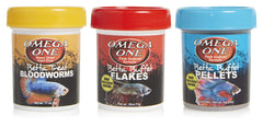 Omega One Betta Combo three-pack highlighting Salmon flavor.