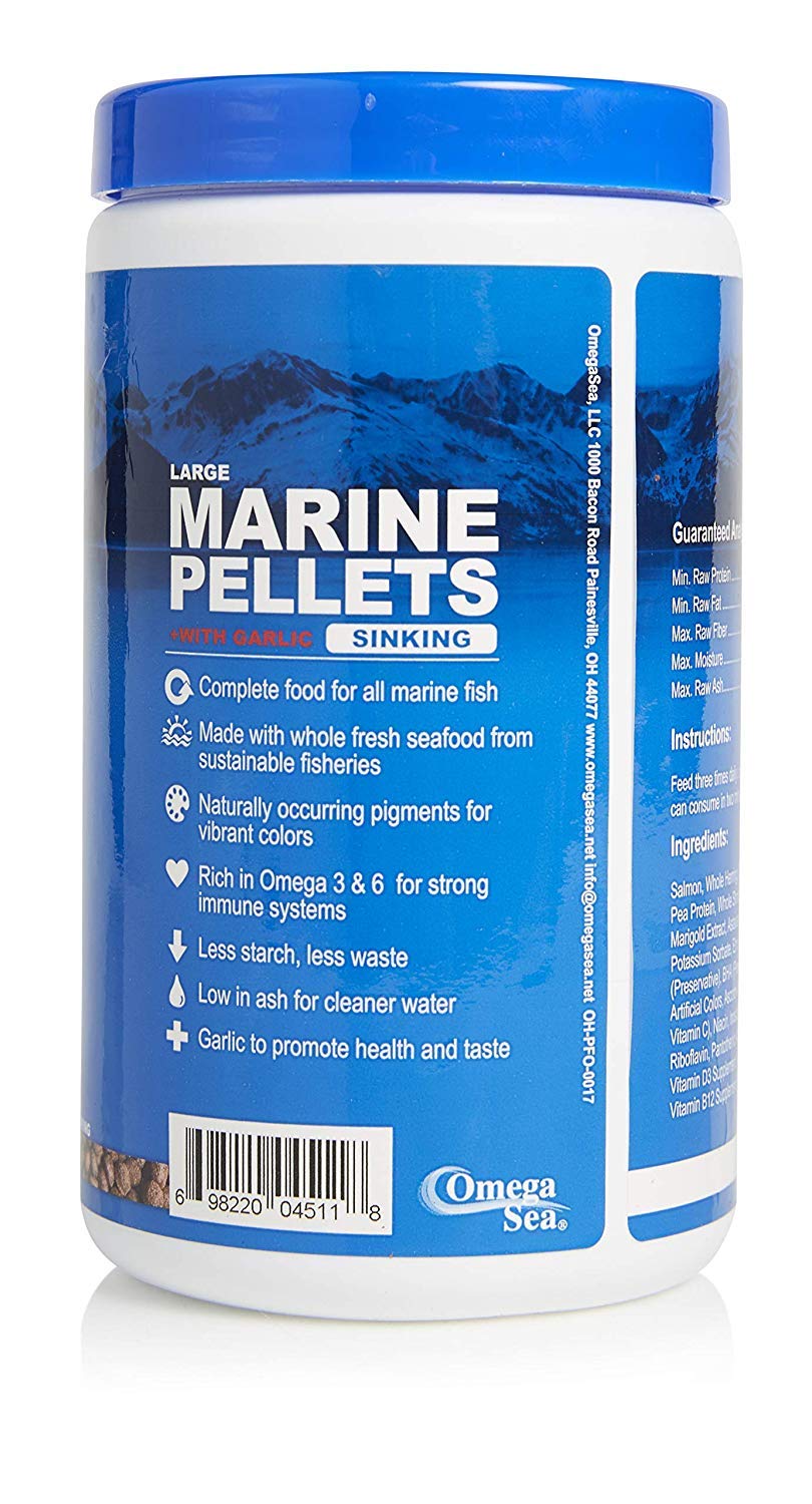 Omega One Garlic Marine Pellets close-up of 4mm sinking pellets for larger fish